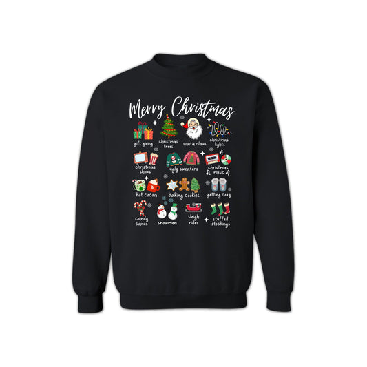 Christmas Icons Sweatshirt for Men & Women – Holiday Graphic Crewneck with Santa
