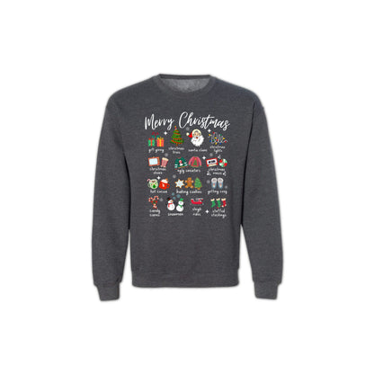 Christmas Icons Sweatshirt for Men & Women – Holiday Graphic Crewneck with Santa