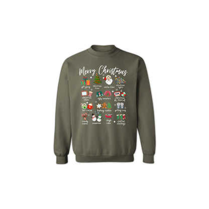 Christmas Icons Sweatshirt for Men & Women – Holiday Graphic Crewneck with Santa
