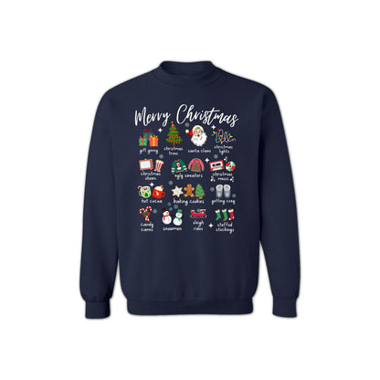 Christmas Icons Sweatshirt for Men & Women – Holiday Graphic Crewneck with Santa