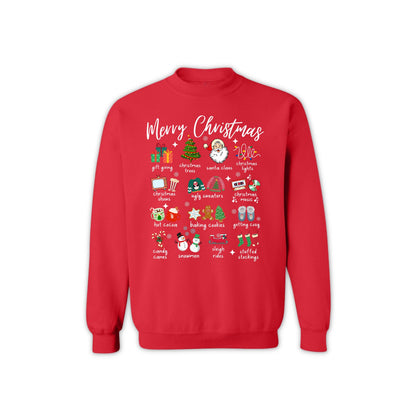 Christmas Icons Sweatshirt for Men & Women – Holiday Graphic Crewneck with Santa