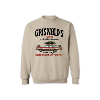 Vintage Christmas Tree Farm Sweatshirt - Fun Old Fashioned Family Holiday Crewneck for Men & Women