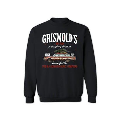Vintage Christmas Tree Farm Sweatshirt - Fun Old Fashioned Family Holiday Crewneck for Men & Women