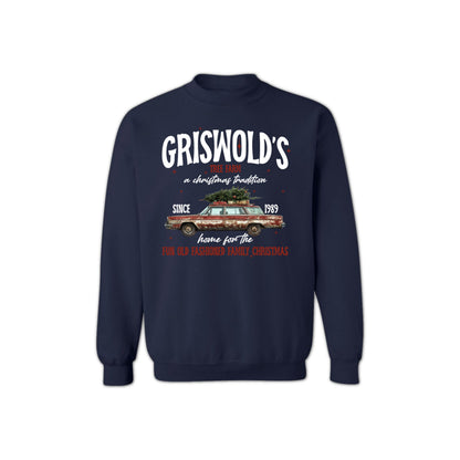 Vintage Christmas Tree Farm Sweatshirt - Fun Old Fashioned Family Holiday Crewneck for Men & Women