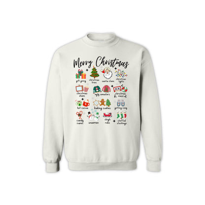 Christmas Icons Sweatshirt for Men & Women – Holiday Graphic Crewneck with Santa