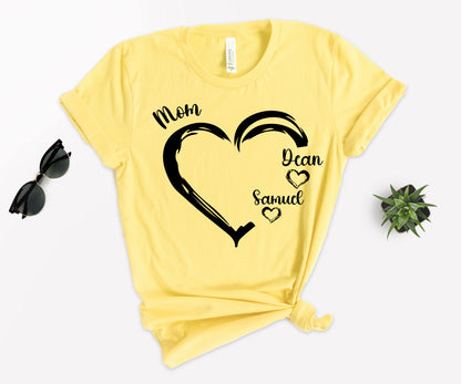 Personalized Mom Shirt, Mom Heart Shirt, Mom Shirt with Kids Name-newamarketing