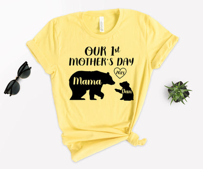Our 1st Mother's Day Shirt, Mama Bear Shirt with Kids Name, Custom Mom Shirt-newamarketing