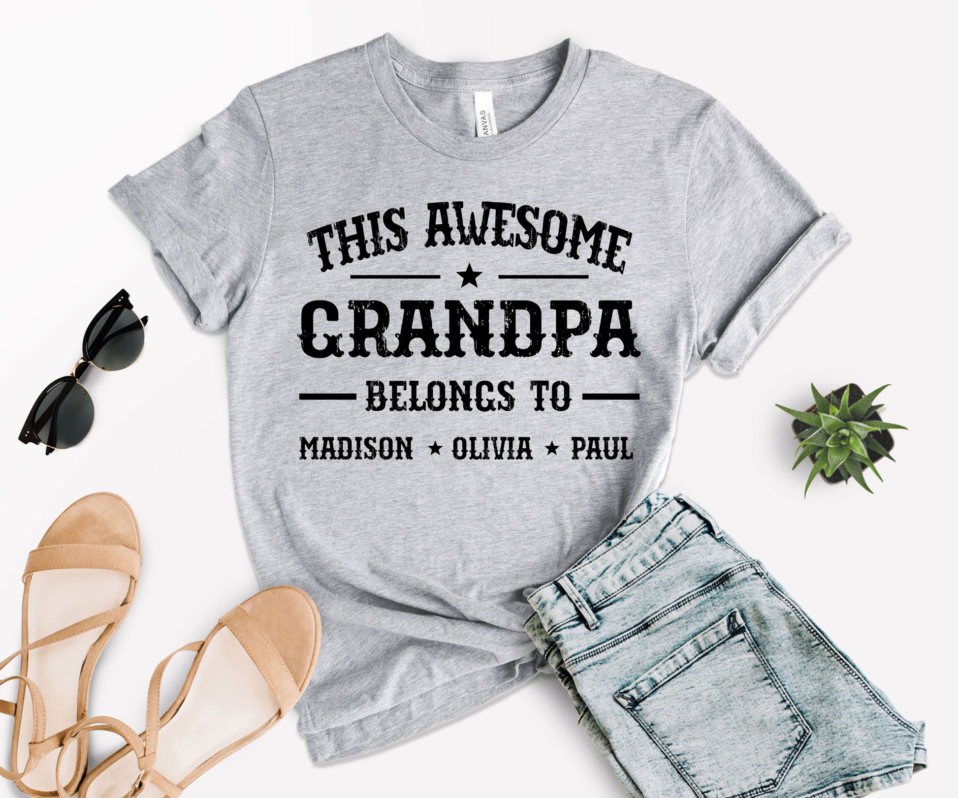This Awesome Belongs to Shirt, Dad Shirt with Kids Names, Custom Dad Tee-newamarketing