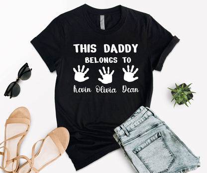 Custom Dad Shirt, This Daddy Belongs to Shirt, Dad Shirt with Kids Names-newamarketing