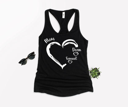 Personalized Mom Shirt, Mom Heart Shirt, Mom Shirt with Kids Name-newamarketing
