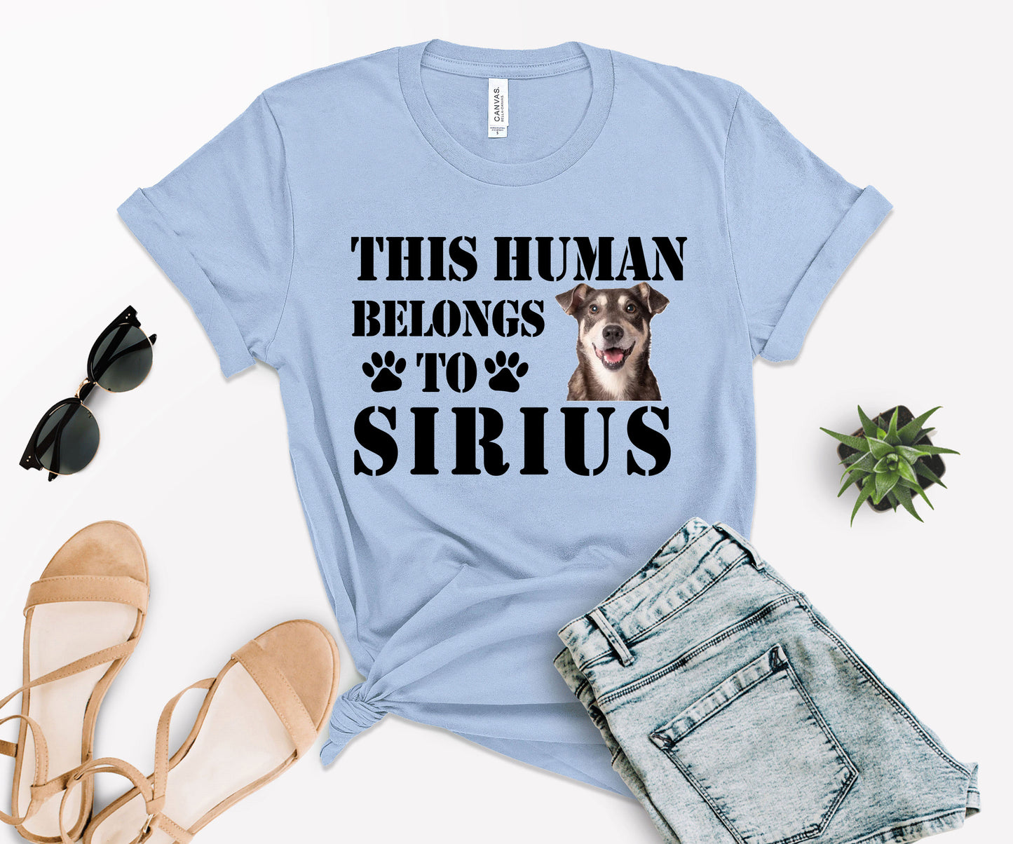 This Human Belongs to Shirt, Custom Dog Dad Shirt, Custom Photo Pet Shirt-newamarketing