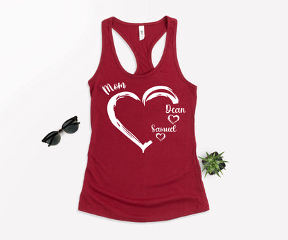 Personalized Mom Shirt, Mom Heart Shirt, Mom Shirt with Kids Name-newamarketing