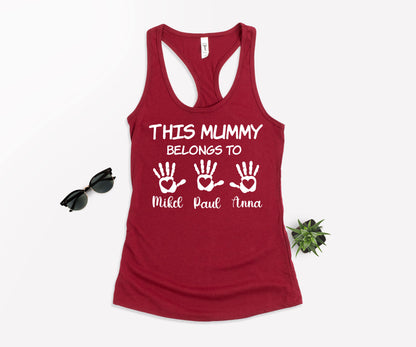 This Mummy Belongs Shirt, Personalised Mum Shirt, Handprint Mummy Shirt-newamarketing