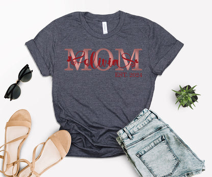 Custom Mother's Day Shirt, Mom Est Shirt, Customized Mom Shirt-newamarketing