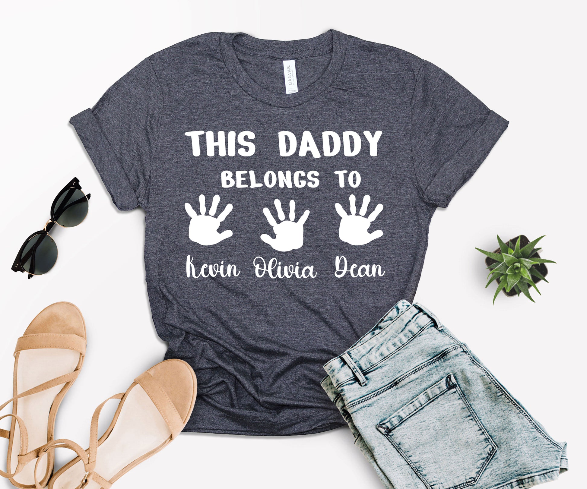 Custom Dad Shirt, This Daddy Belongs to Shirt, Dad Shirt with Kids Names-newamarketing