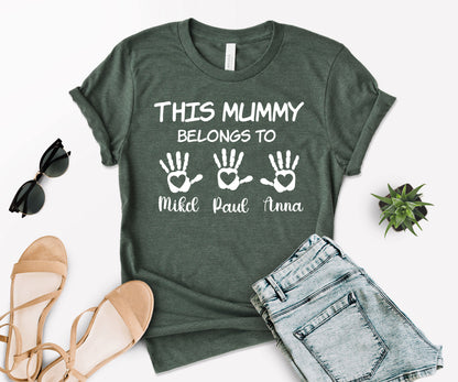 This Mummy Belongs Shirt, Personalised Mum Shirt, Handprint Mummy Shirt-newamarketing