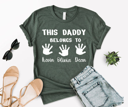 Custom Dad Shirt, This Daddy Belongs to Shirt, Dad Shirt with Kids Names-newamarketing