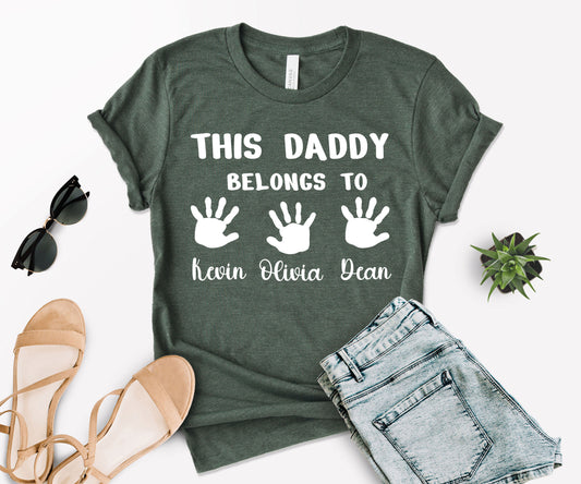 Custom Dad Shirt, This Daddy Belongs to Shirt, Dad Shirt with Kids Names-newamarketing