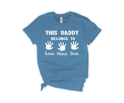 Custom Dad Shirt, This Daddy Belongs to Shirt, Dad Shirt with Kids Names-newamarketing