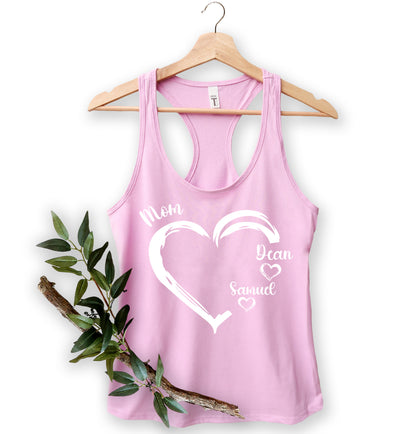 Personalized Mom Shirt, Mom Heart Shirt, Mom Shirt with Kids Name-newamarketing