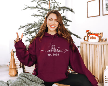 Custom Mama Bear Sweatshirt, Winnie The Pooh Sweater, Custom Sleeve Name Hoodie-newamarketing