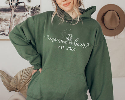 Custom Mama Bear Sweatshirt, Winnie The Pooh Sweater, Custom Sleeve Name Hoodie-newamarketing