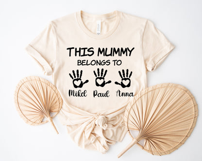 This Mummy Belongs Shirt, Personalised Mum Shirt, Handprint Mummy Shirt-newamarketing
