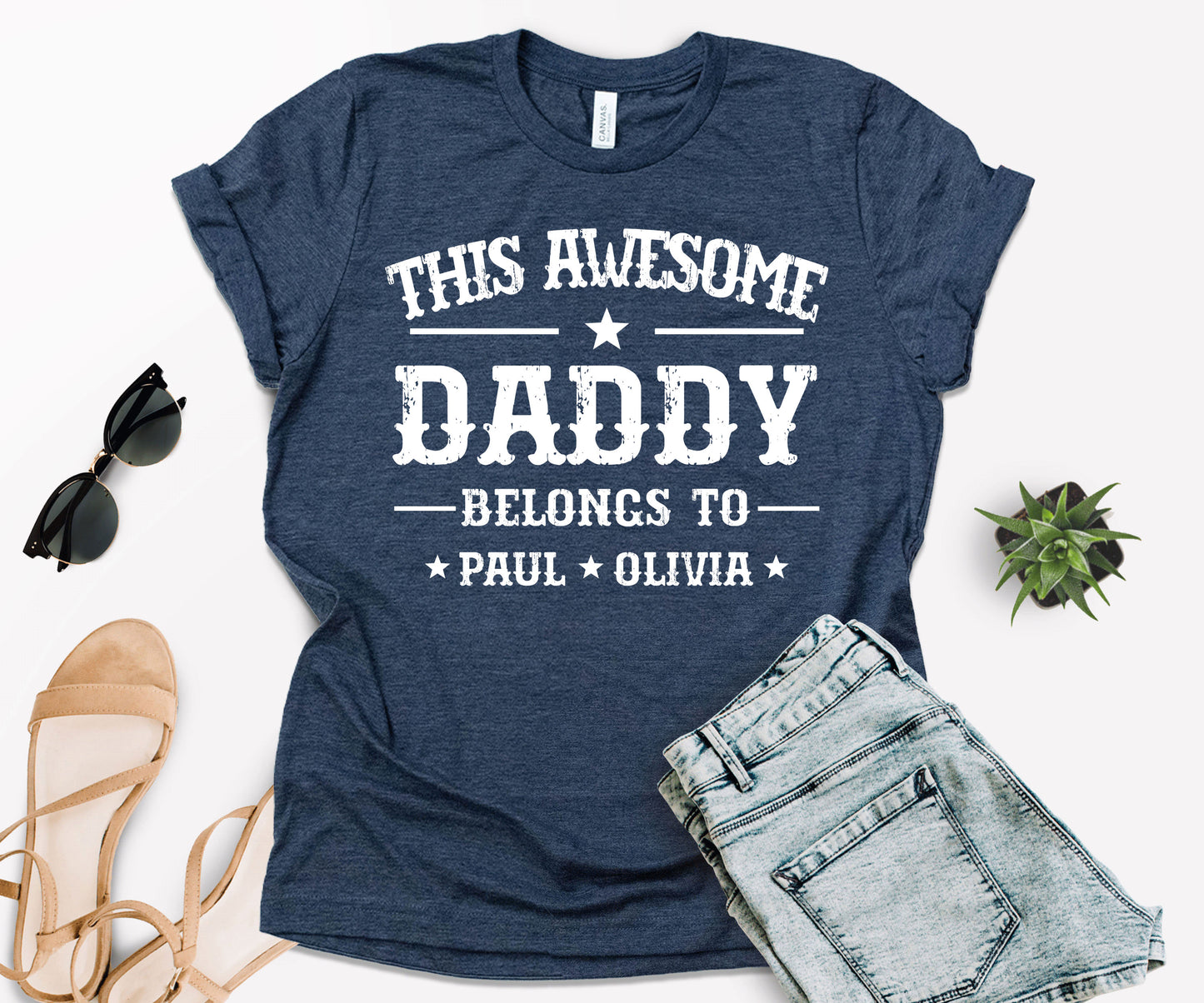 This Awesome Belongs to Shirt, Dad Shirt with Kids Names, Custom Dad Tee-newamarketing
