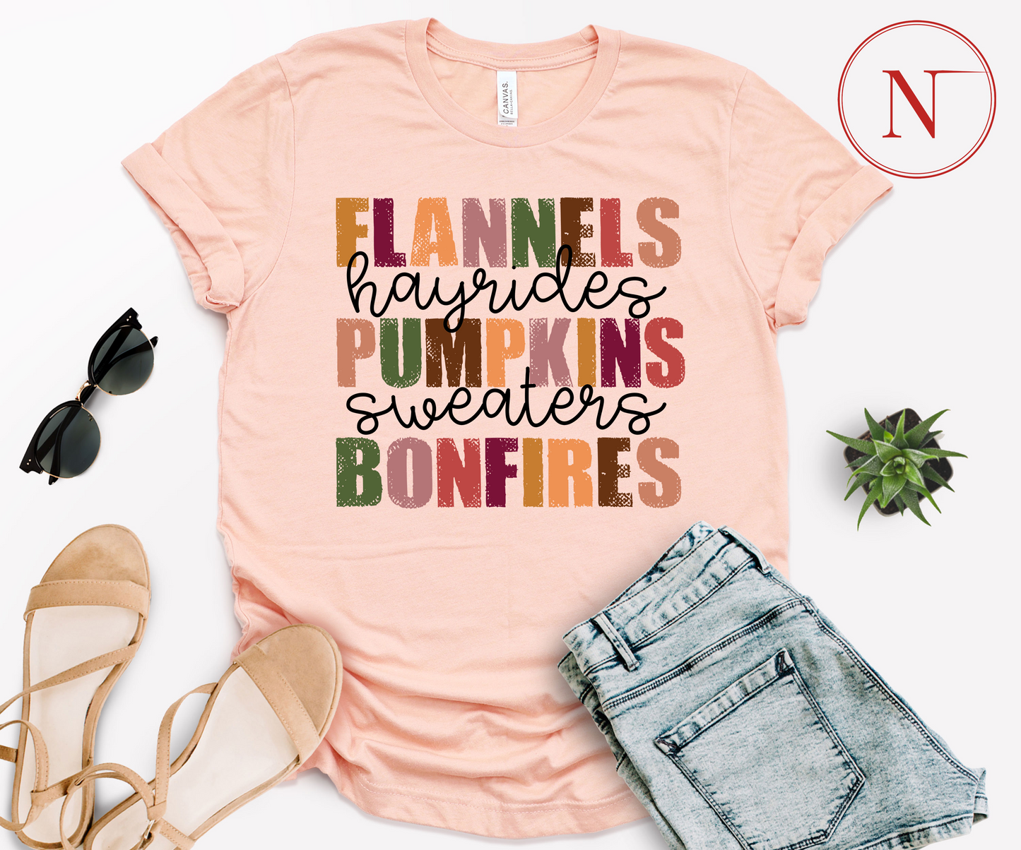 Flannels Hayrides Pumpkins Sweaters Bonfires Shirt, Thanksgiving T-Shirts