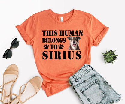 This Human Belongs to Shirt, Custom Dog Dad Shirt, Custom Photo Pet Shirt-newamarketing