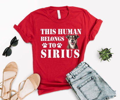 This Human Belongs to Shirt, Custom Dog Dad Shirt, Custom Photo Pet Shirt-newamarketing