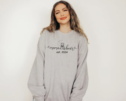 Custom Mama Bear Sweatshirt, Winnie The Pooh Sweater, Custom Sleeve Name Hoodie-newamarketing
