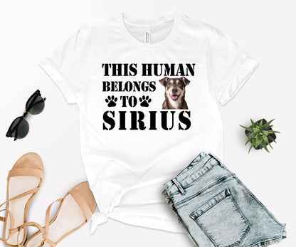 This Human Belongs to Shirt, Custom Dog Dad Shirt, Custom Photo Pet Shirt-newamarketing