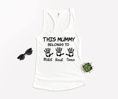 This Mummy Belongs Shirt, Personalised Mum Shirt, Handprint Mummy Shirt-newamarketing