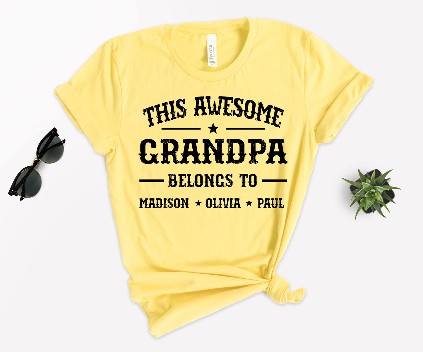 This Awesome Belongs to Shirt, Dad Shirt with Kids Names, Custom Dad Tee-newamarketing